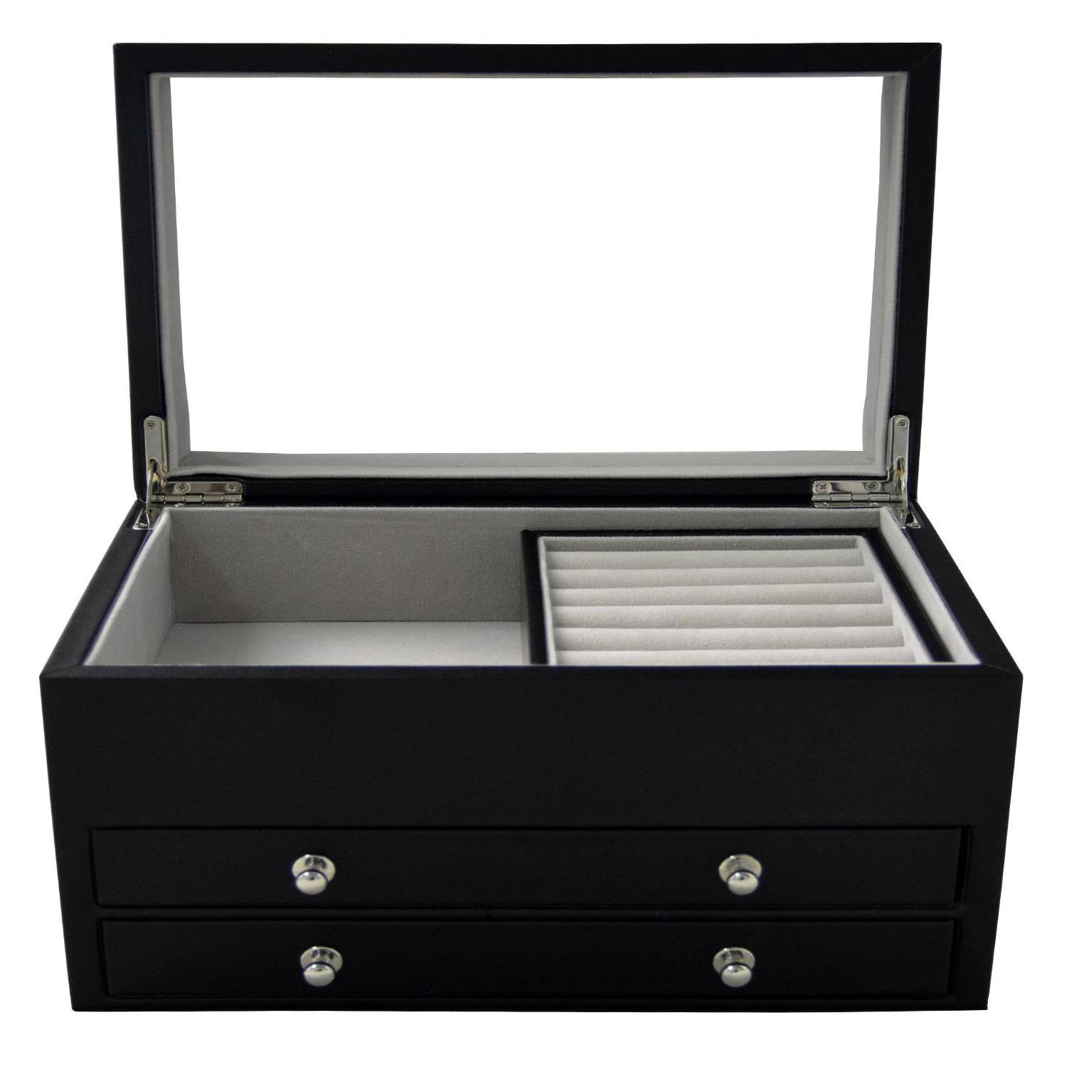 GC02-JB-03BG-T PU Leather Storage Jewelry Box Organizer Leather Jewelry Storage Box With three layers Drawer With magnetic lock