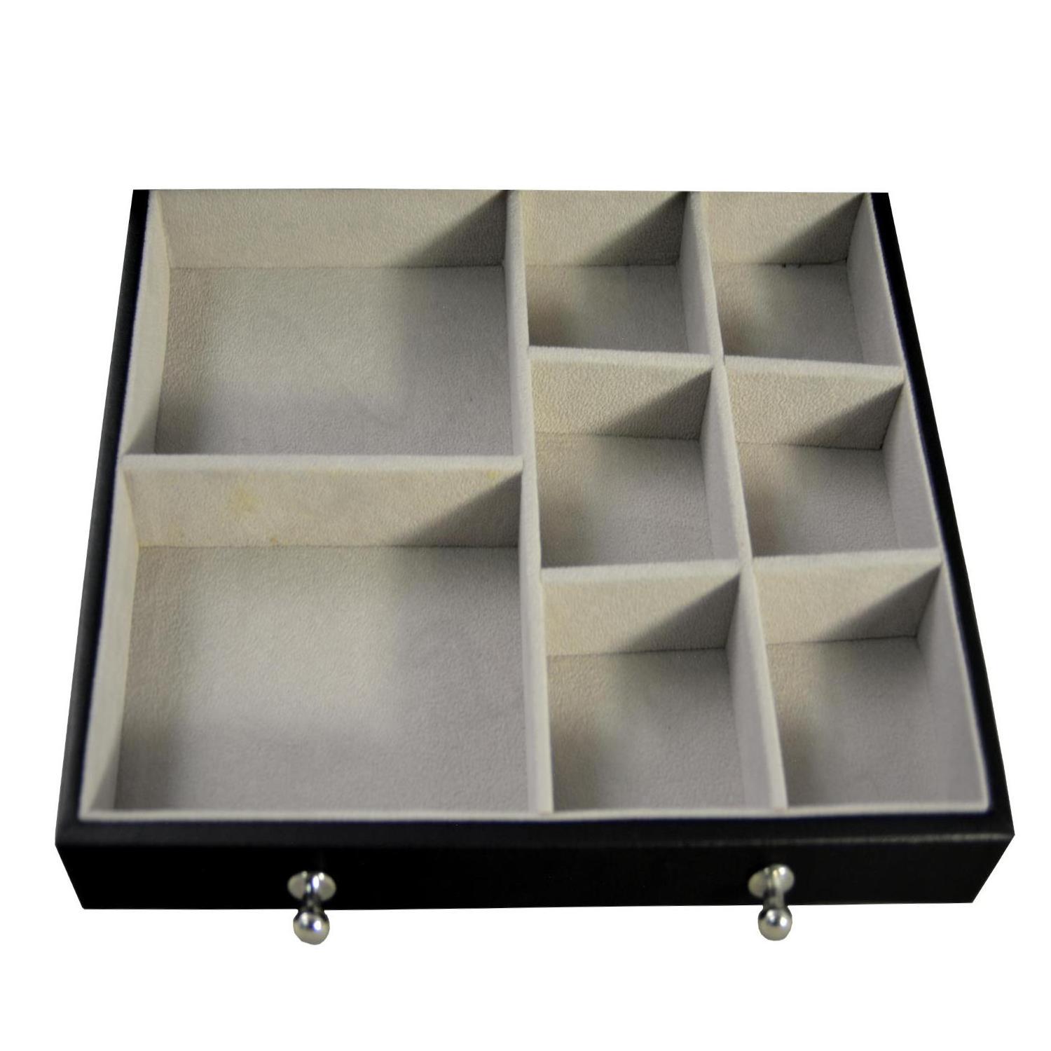 GC02-JB-03BG-T PU Leather Storage Jewelry Box Organizer Leather Jewelry Storage Box With three layers Drawer With magnetic lock