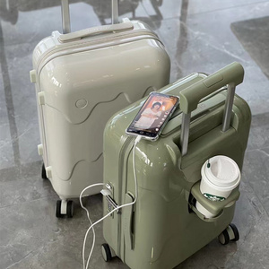 ALL PASS 2022 New Fashion Ice cream suitcase Light boarding mute PC suitcase 20 inch with cup holder USB charging travel luggage