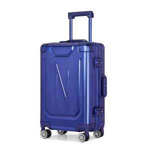 New travel aluminum trolley modern pilot case luggage aluminum metal suitcase aluminum luggage