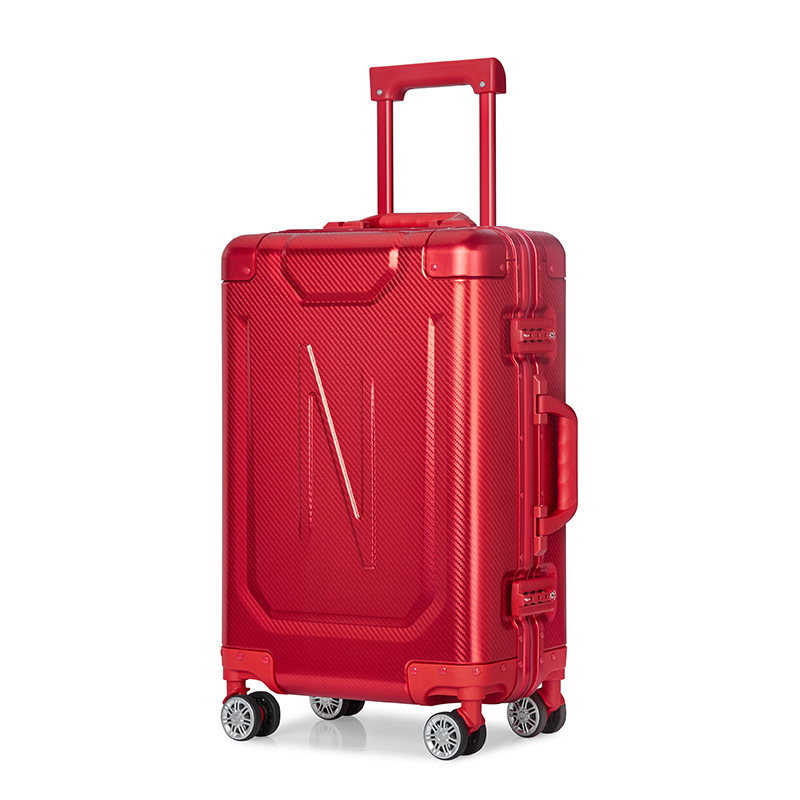 New travel aluminum trolley modern pilot case luggage aluminum metal suitcase aluminum luggage