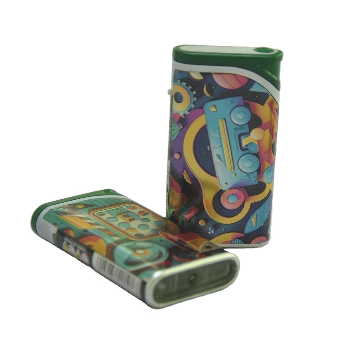 New Jet Flame smoking lighter with iron shell Name card turbo flip electronic cigarette lighters