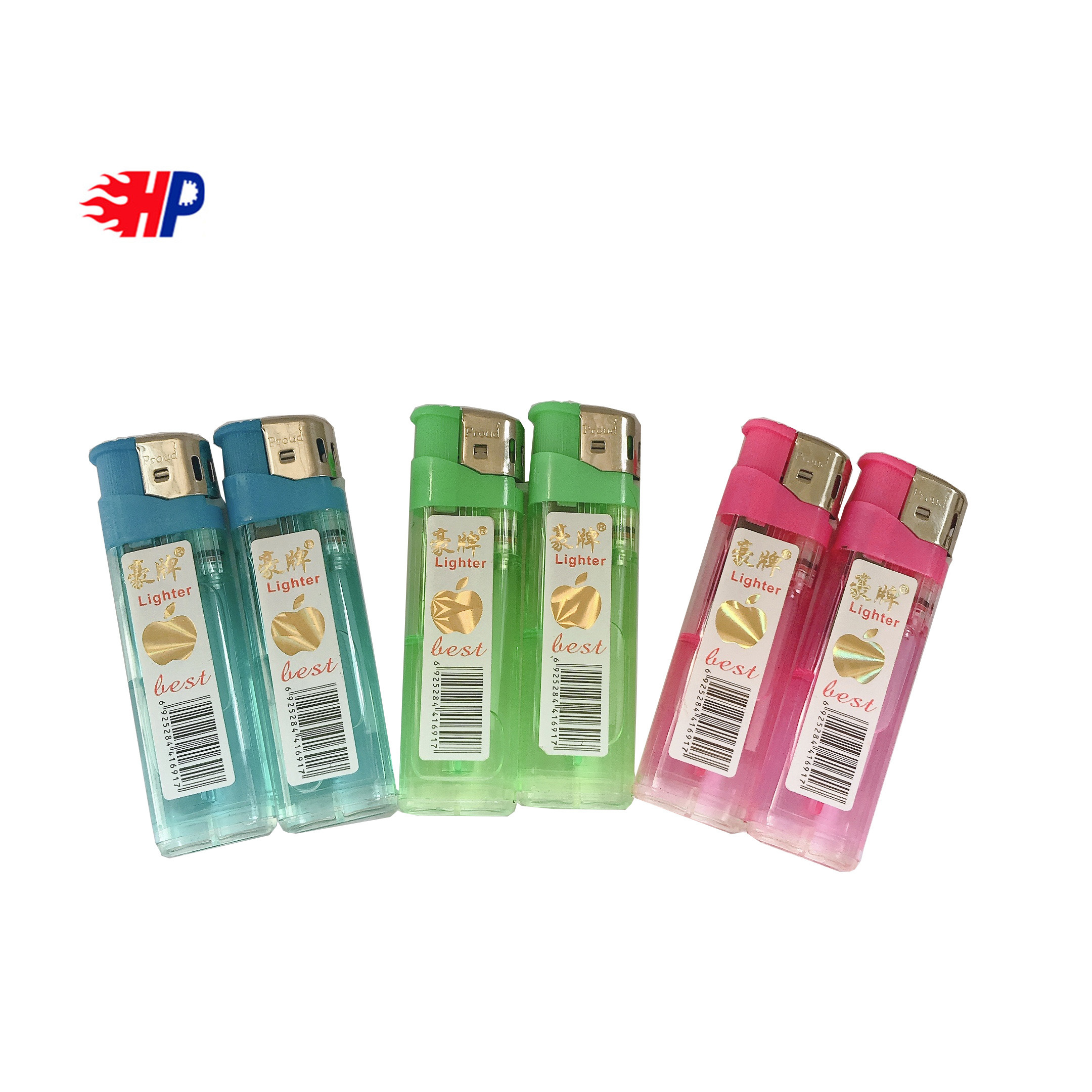 2024 HP disposable gas solar lighter custom logo lighter with sticker  for Nepal