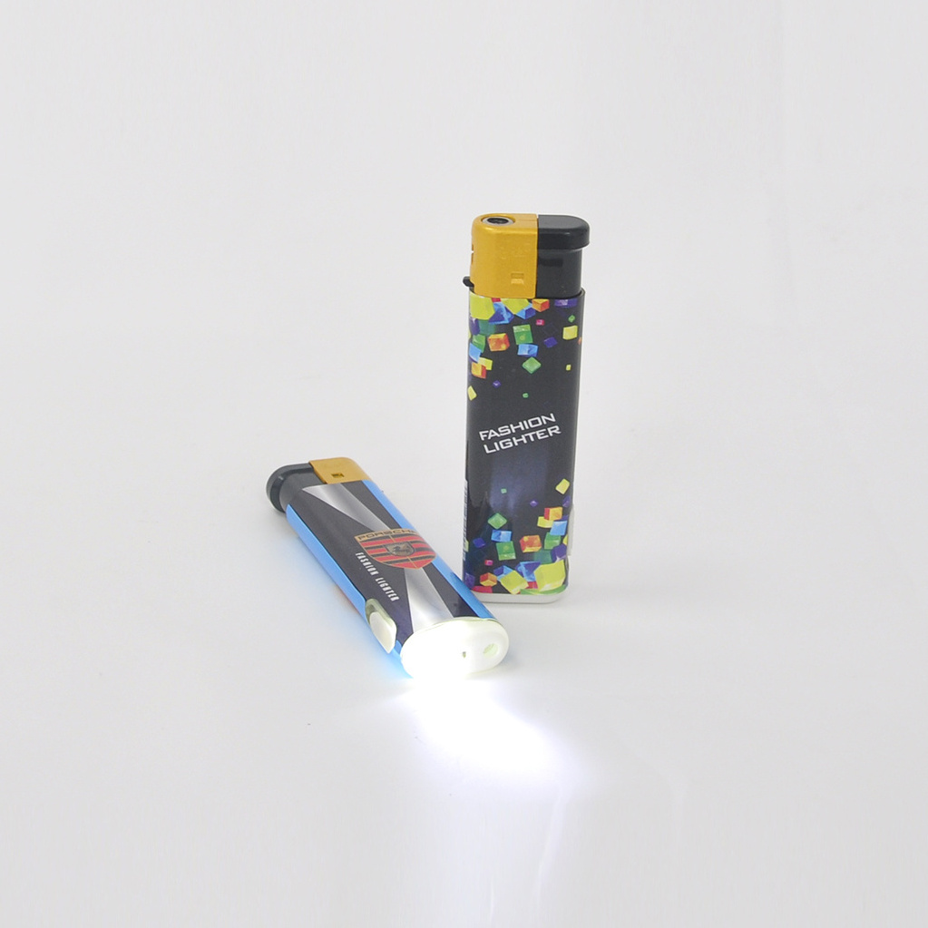 Top Seller Colorful  Led Light Windproof Electronic Lighter With Customized Logo  China HP-F5