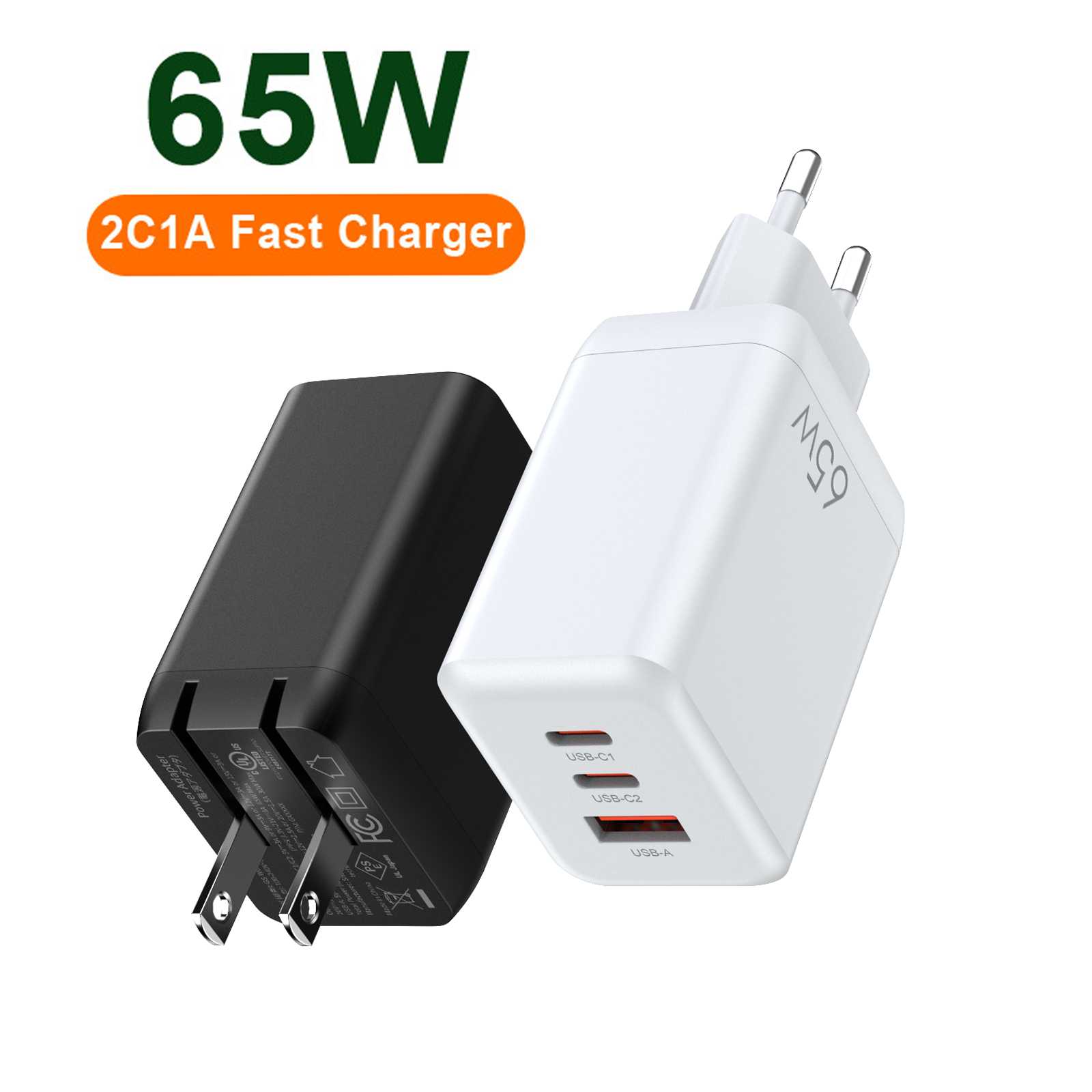 GaN Quick Travel Wall Charger usb c 65Watt PPS Fast Charge PD 65w gan charger for Type-C Laptop iphone ipad Macbook UAV