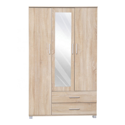 modern design bedroom furniture wardrobe Closet with mirror 3 door wardrobe with drawers