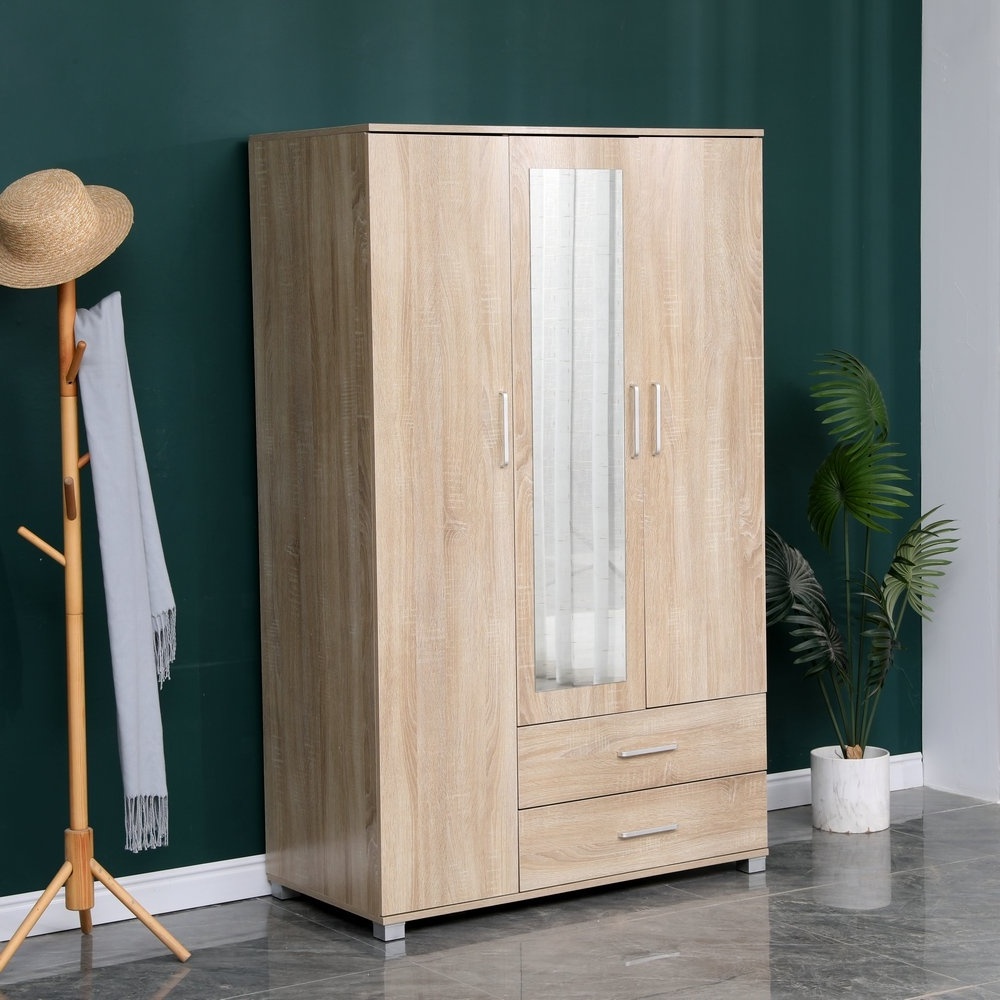 modern design bedroom furniture wardrobe Closet with mirror 3 door wardrobe with drawers