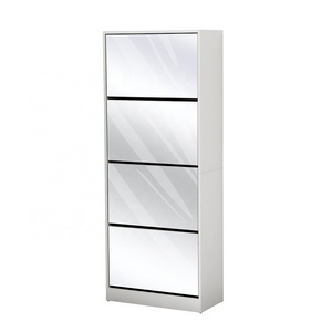 Flip-down shoe cabinet modern wooden ultra-thin space saving shoe rack cabinet mirror door shoe rack cabinet