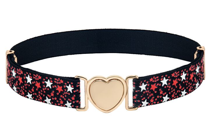 Cute Heart Buckle Adjustable Children Elastic Stretch Waist Belts For Teen Kids Girls Dresses