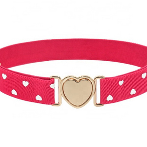 Cute Heart Buckle Adjustable Children Elastic Stretch Waist Belts For Teen Kids Girls Dresses