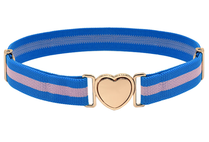 Cute Heart Buckle Adjustable Children Elastic Stretch Waist Belts For Teen Kids Girls Dresses