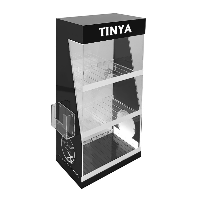 Gas Station Locking Display Cabinet for Tobacco Smoke Shop Retail Pop Countertop Acrylic Display Case with LED Light