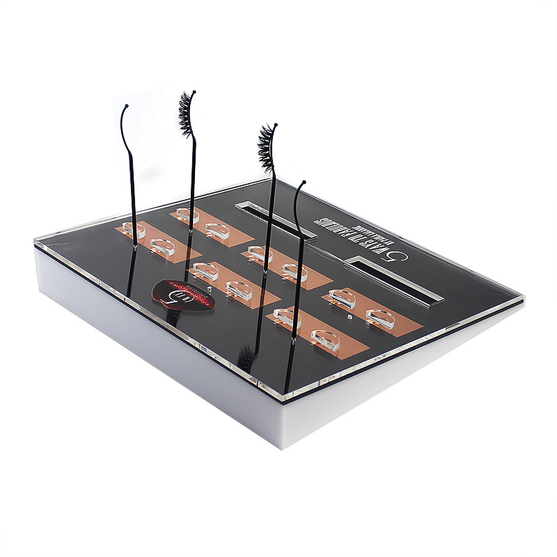 Countertop beautiful acrylic make up cosmetic display classic eyelash display stand with eyelash 6 lash stick organizer