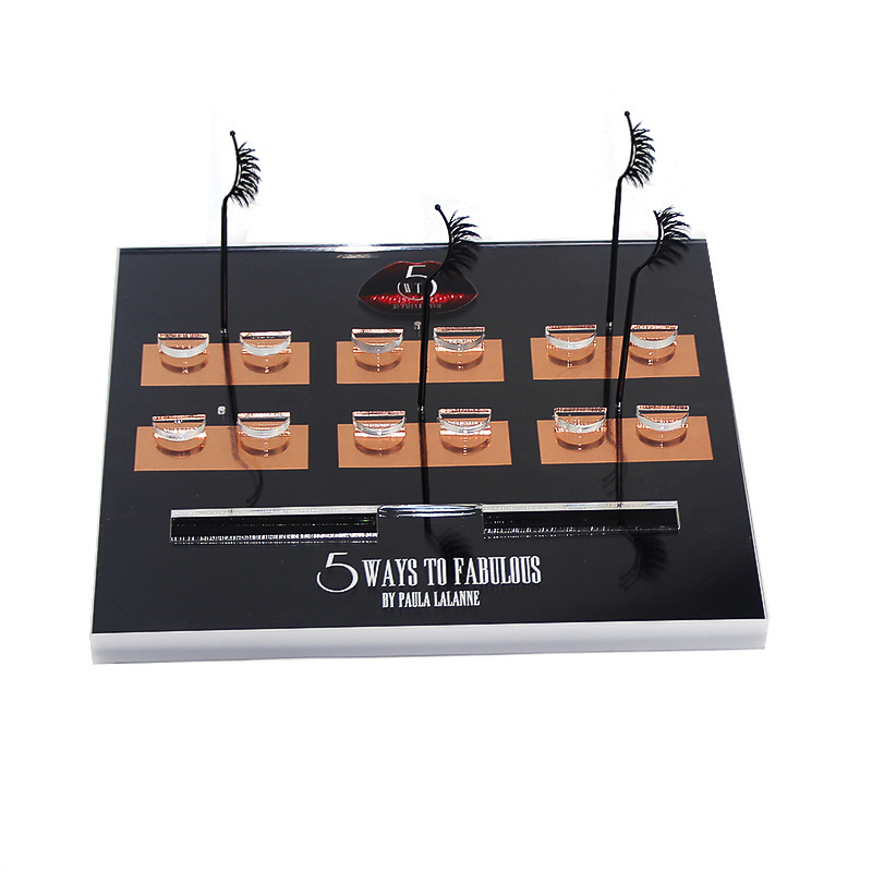 Countertop beautiful acrylic make up cosmetic display classic eyelash display stand with eyelash 6 lash stick organizer