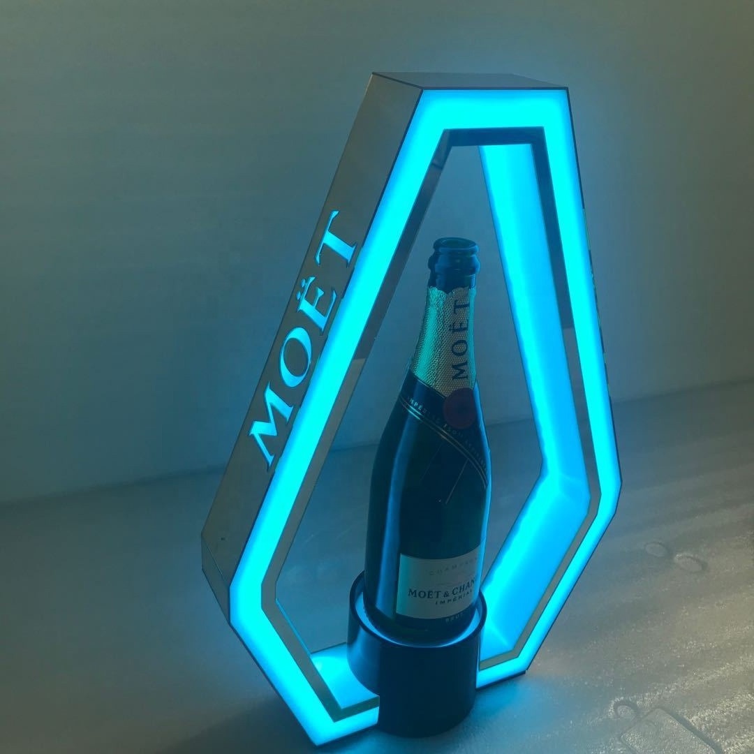 Customized Single Acrylic LED Champagne Wine Bottle Glorifier Display for Night Club