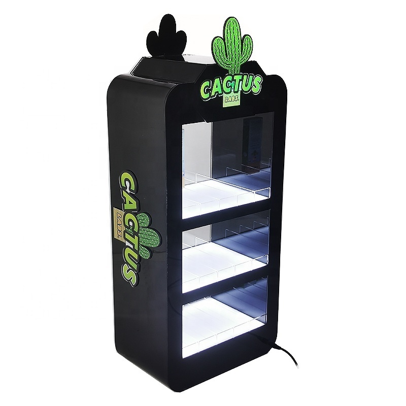 Custom Smoke Shop Tobacco Cigarettes Display Cabinet Stand With LED Light Box Cigarette Display Rack Suppliers