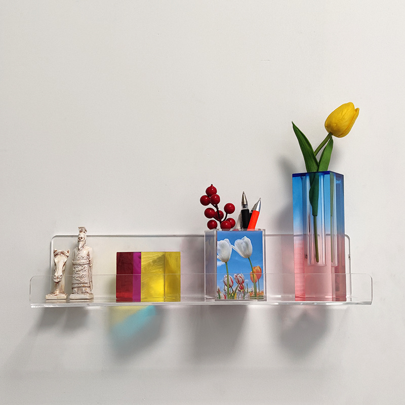 Wall Mounted Kids Bookshelf Acrylic Floating Shelves Clear Acrylic Decor Shelf