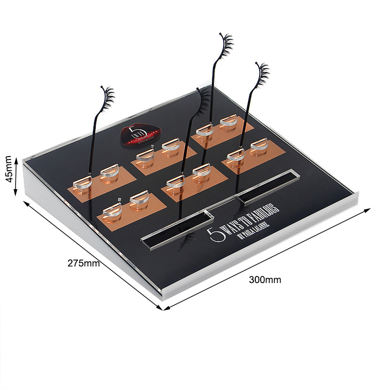 Countertop beautiful acrylic make up cosmetic display classic eyelash display stand with eyelash 6 lash stick organizer