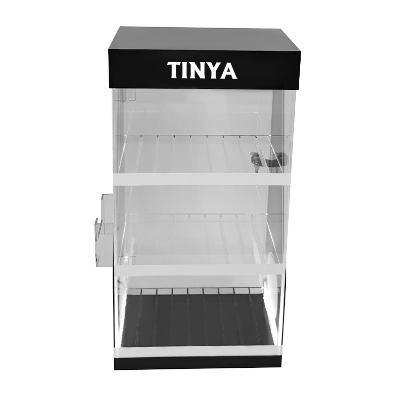 Gas Station Locking Display Cabinet for Tobacco Smoke Shop Retail Pop Countertop Acrylic Display Case with LED Light