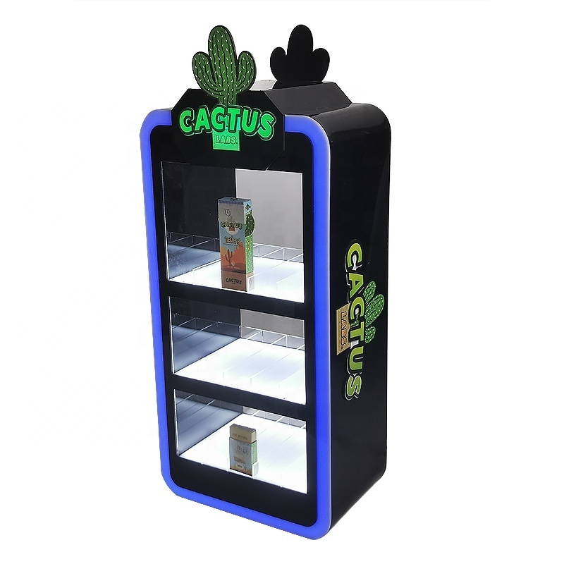 Custom Smoke Shop Tobacco Cigarettes Display Cabinet Stand With LED Light Box Cigarette Display Rack Suppliers