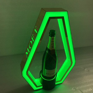 Customized Single Acrylic LED Champagne Wine Bottle Glorifier Display for Night Club