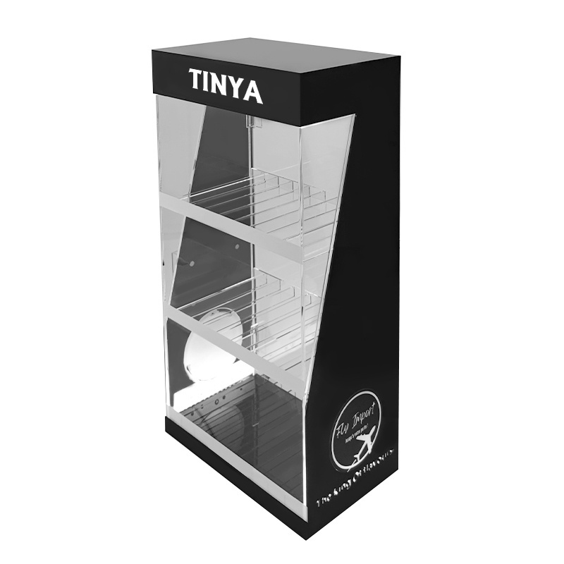 Gas Station Locking Display Cabinet for Tobacco Smoke Shop Retail Pop Countertop Acrylic Display Case with LED Light