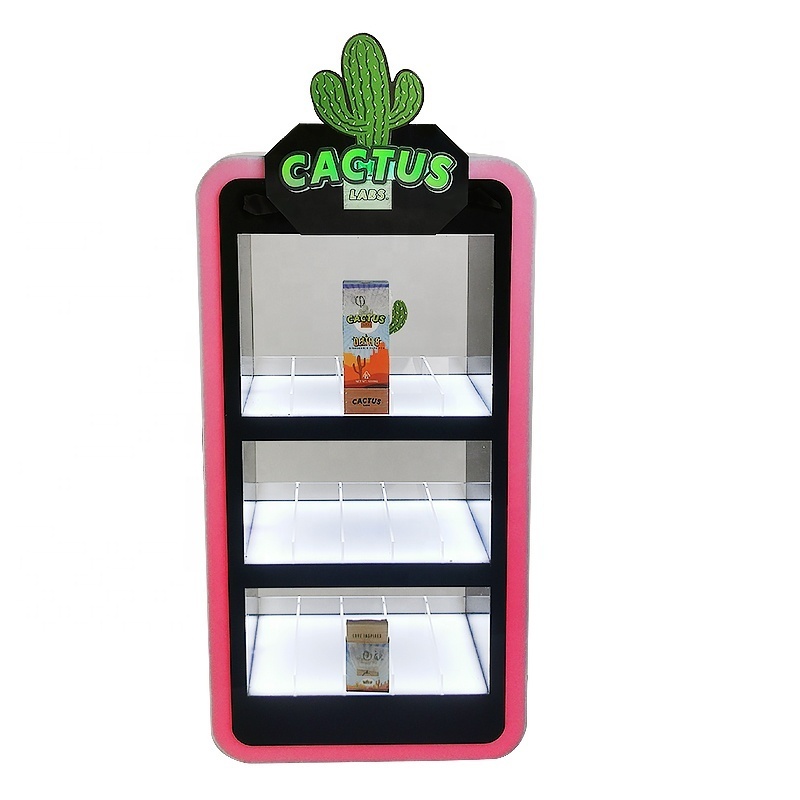 Custom Smoke Shop Tobacco Cigarettes Display Cabinet Stand With LED Light Box Cigarette Display Rack Suppliers