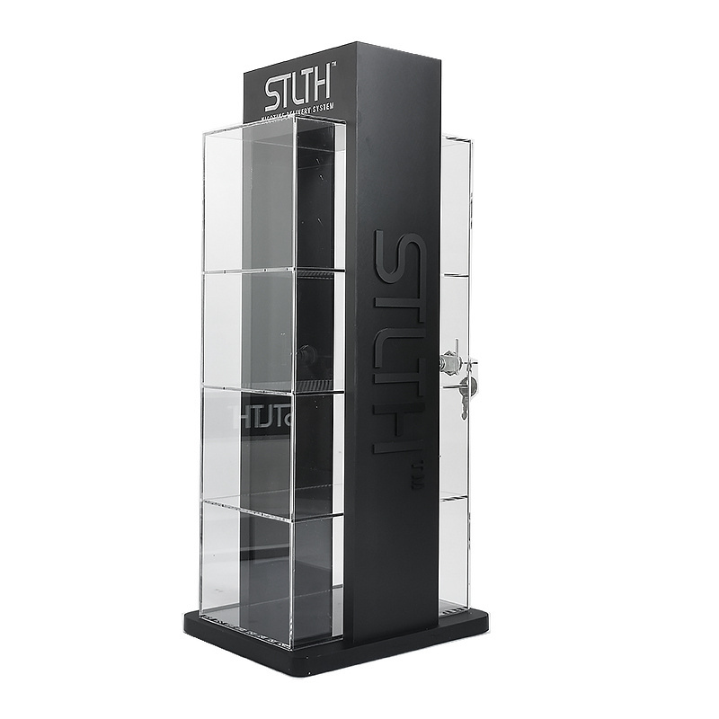 Smoke shop Cigarette dispenser matte black acrylic case supermarket tobacco cigarette display cabinet