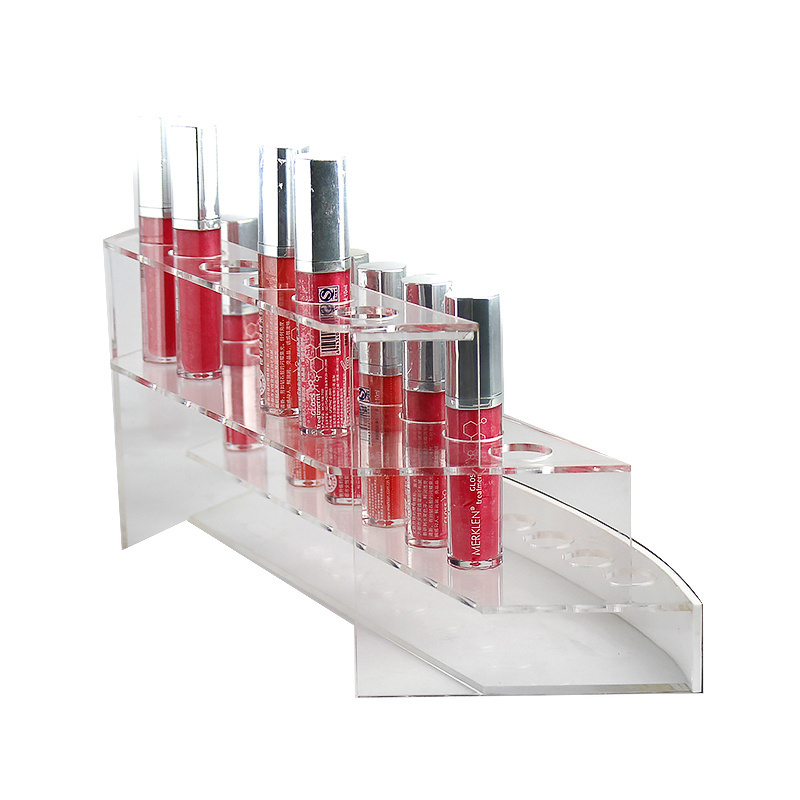 New Products 3 Tiers 24 Nail Polish Varnish Display Rack Lucite Cosmetic Display Stand Acrylic Lipstick Display Lip Gloss Holder