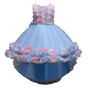 European style color baby girl's 2nd Birthday Dress Flower Bridesmaid Wedding dress children's full moon dress little girl