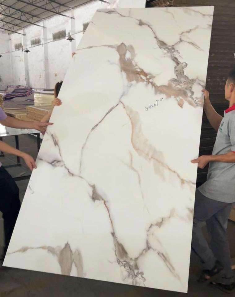 Factory Price High Gloss Marble Design 5/9mm PET Film Marble Wall Sheet UV PVC Board Waterproof Panel for Interior Decoration