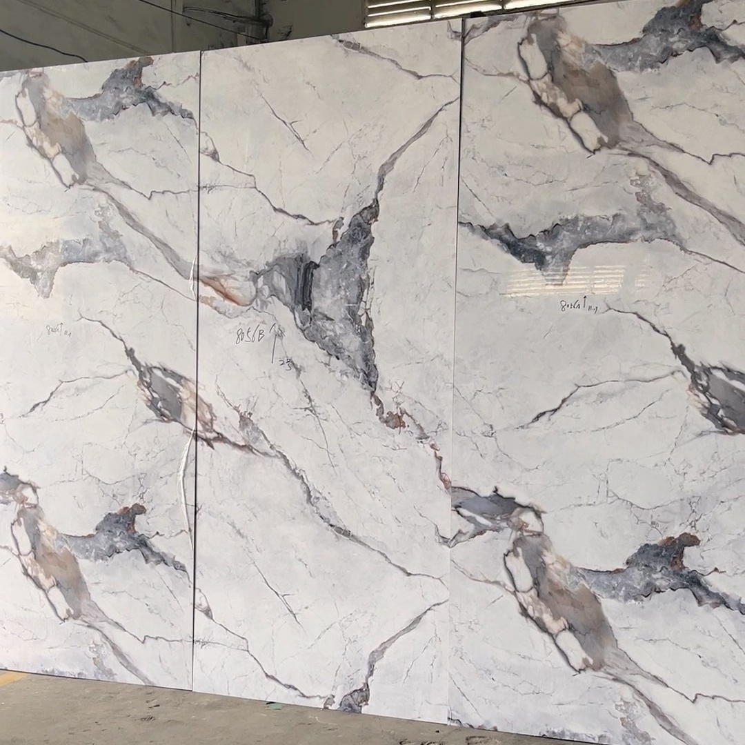 Wholesale High Glossy Design PVC Marble Sheet PET Film Wall Panel 9mm Thickness House Decorative Seamless Board