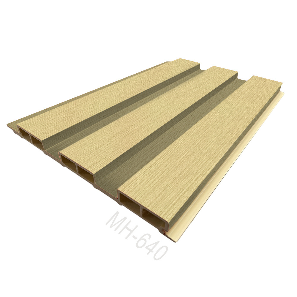 Factory Price Eco Friendly WPC Wood Grain Ceiling Panel Fireproof Sound Proof PVC Coating Interlock Ceiling Fluted Wall Panels