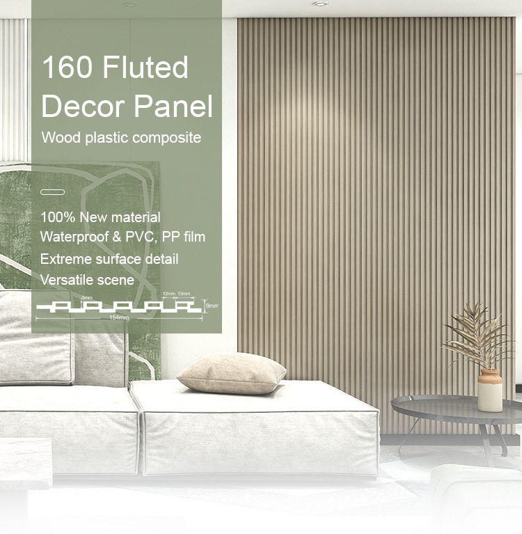 Popular Design Factory Price Interior Decorative Bamboo Fiber Grille Slat 3D De Pared WPC PVC Fluted Wall Decor Cladding Panel