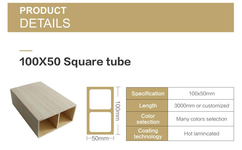 Easy Install Wpc Composite Plastic Wood Timber Tube, Wall Covering China Building Materials