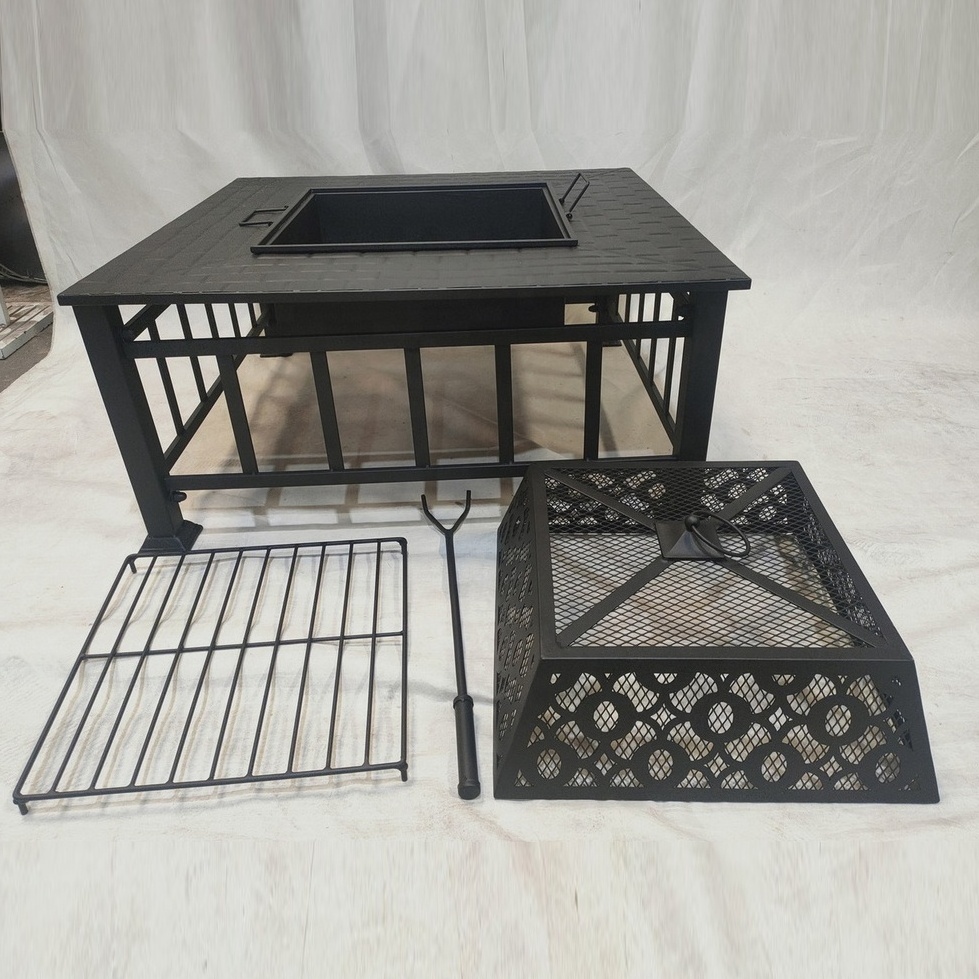 Outdoor Fire pit Garden decoration Metal Firepit Square Table Garden Wood Burning Fire Pit