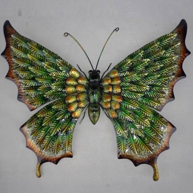 Wholesale flying Butterfly wall art sculpture garen decoration metal Butterfly