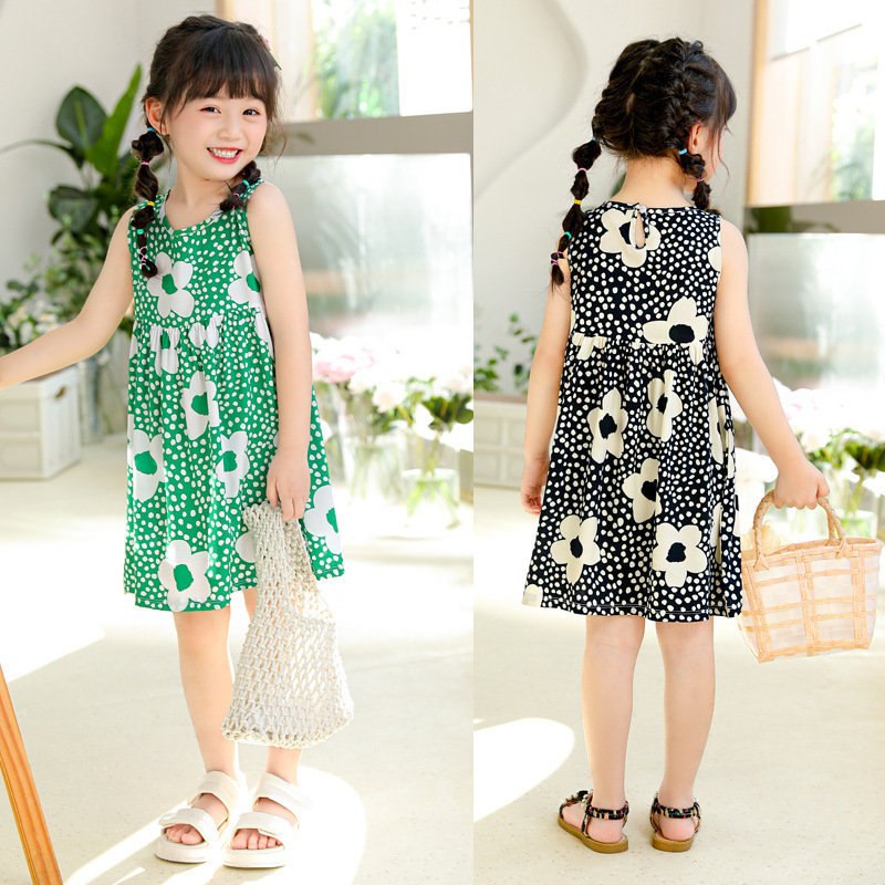 1-7 Years Baby Girl Dress Sleeveless Cotton Flower Dress Children Clothes Wear Summer Princess Dress For Kids Girls