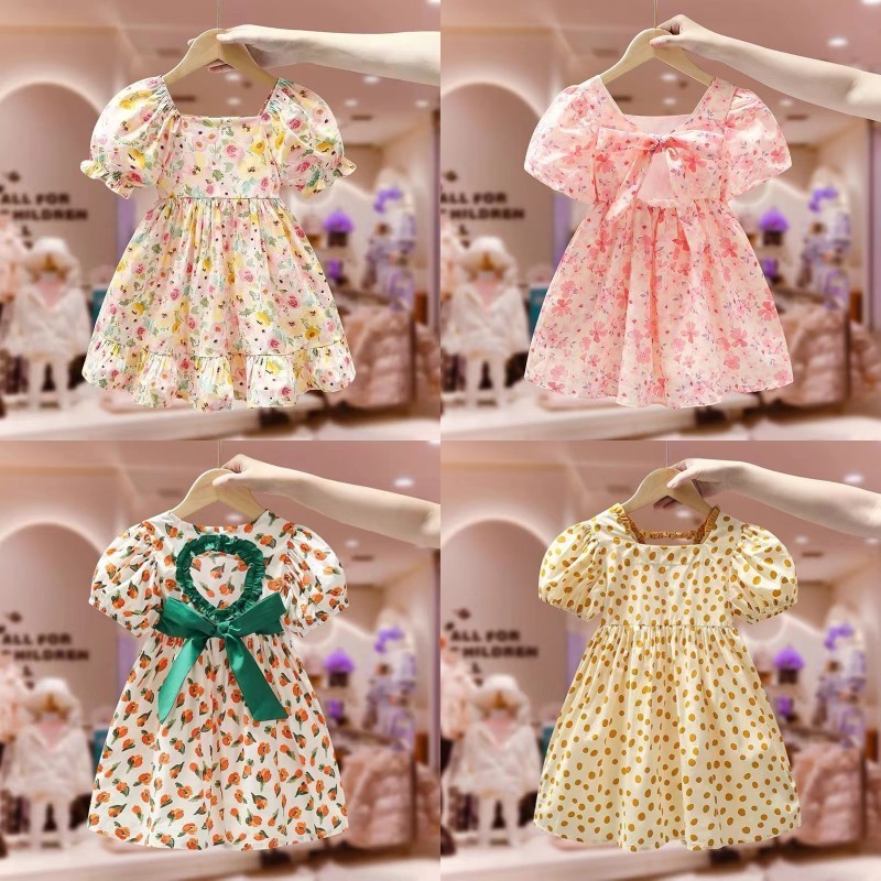 Summer 2023 New Children Party Dress Korean Clothes Fashion Princess Skirt Wholesale 2-7 Years Baby Puffy Dresses