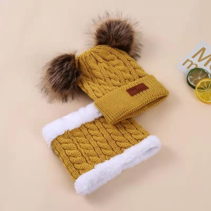 New Arrival Cheap Price Kids Crochet Knit Hat And Scarf Set Winter Thick Solid Color Toddler Baby Warm Neck Scarves Set