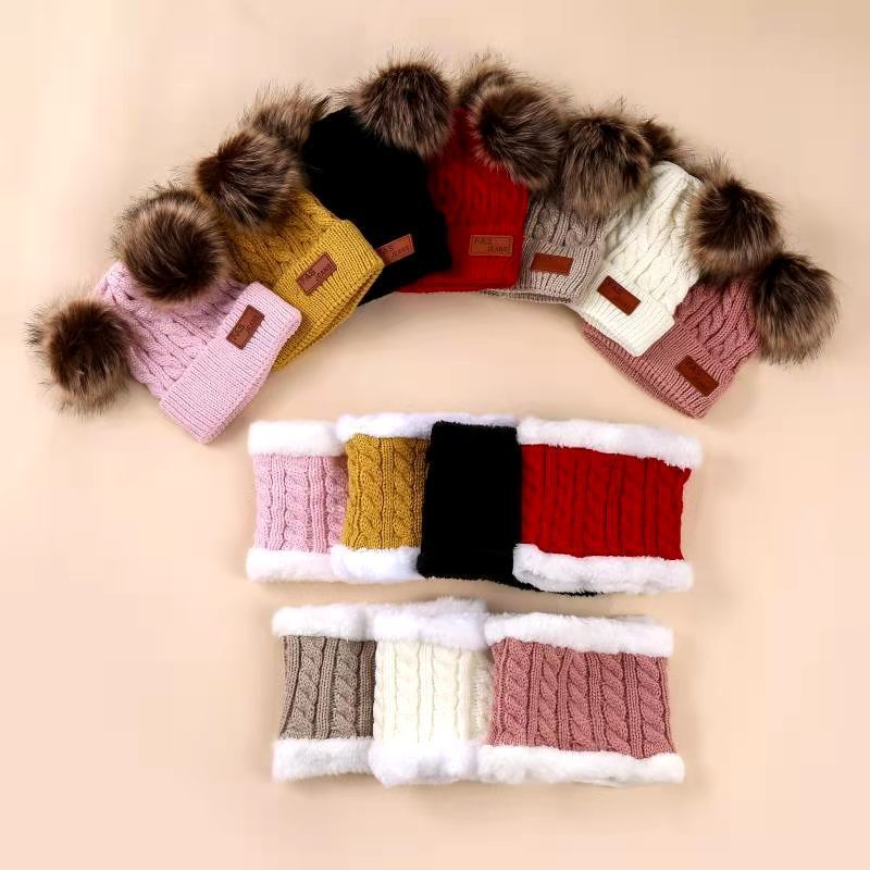 New Arrival Cheap Price Kids Crochet Knit Hat And Scarf Set Winter Thick Solid Color Toddler Baby Warm Neck Scarves Set