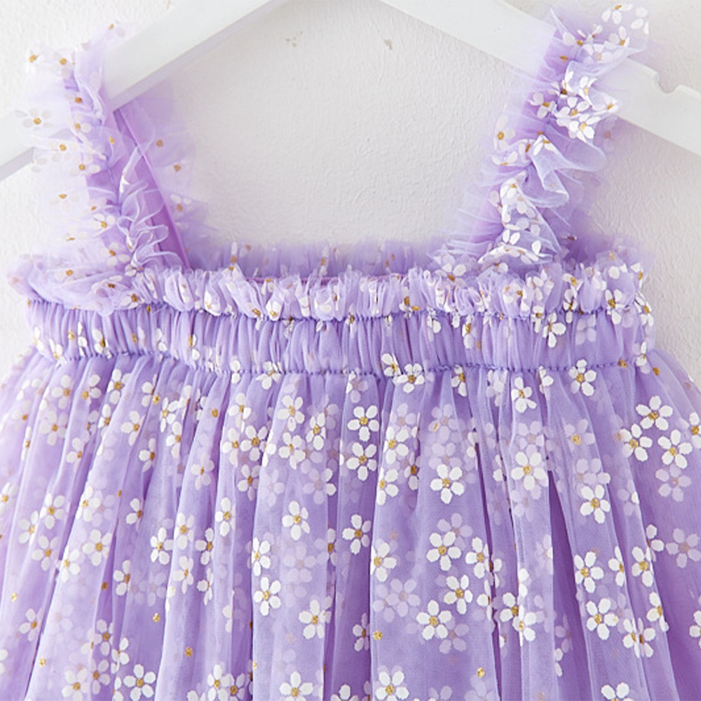 New Arrival Summer Children's Baby Girls Dress Hot Selling Toddler Girl Tutu Sleeveless Floral Print Sweet Yarn Dress