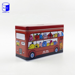 Rectangular Tin Box Bus Tin Can Coin Bank