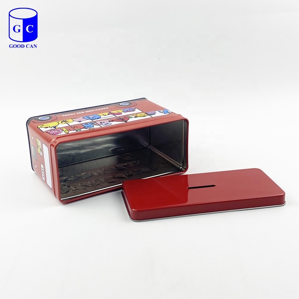 Rectangular Tin Box Bus Tin Can Coin Bank