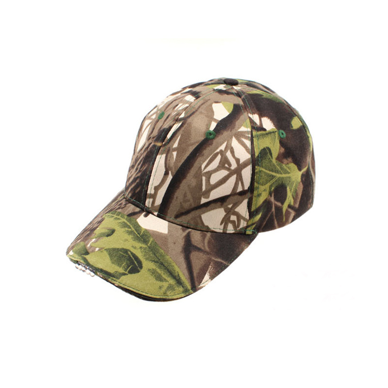 outdoor baseball cap hats camo 5 LED sports hat 6 panel man cotton blank hat