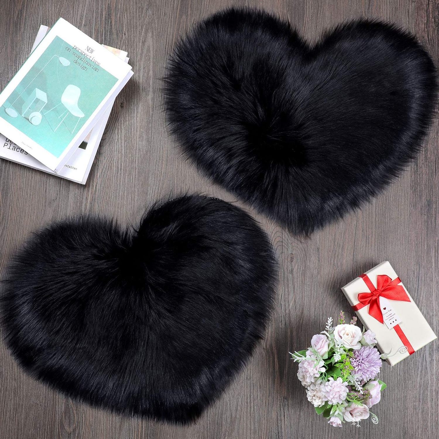 Soft Sheepskin Rug Heart Shape Chair Sofa Fuzzy Plush Rug Faux Fur Area Rugs