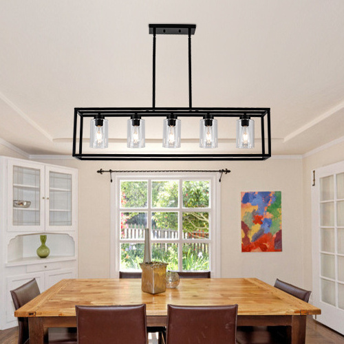 Kitchen Island Light Farmhouse Lustres Dining Room Retangular Pendant Lighting  5-light fixture