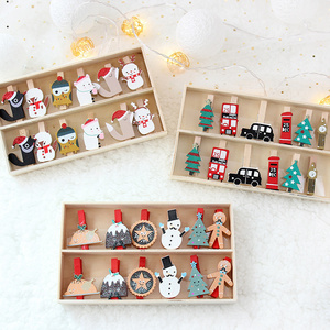 Creative New Christmas Wooden Decorations Mini DIY Photo Clip Christmas Tree Pendant