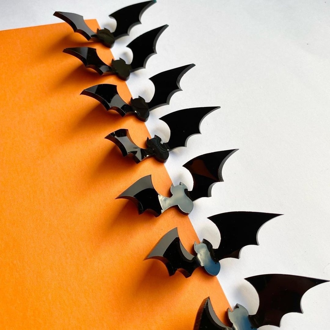 Hot sale 6Pcs 3D acrylic bat halloween bat cake topper halloween acrylic cake decorating supplies