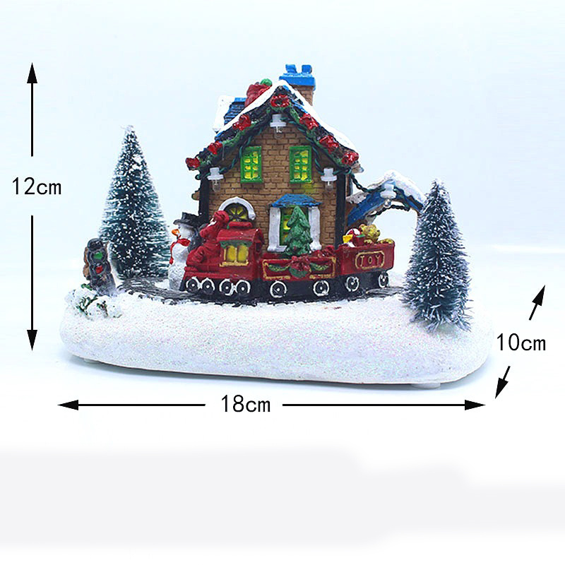 2022 New Christmas House Ornaments LED Snow Room Kids Gifts Christmas Village Houses Resin Crafts